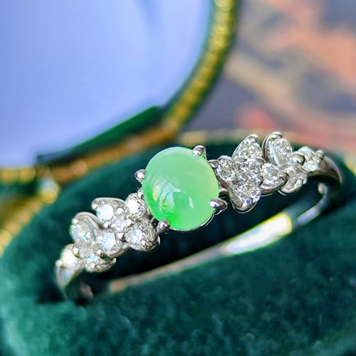 天然翡翠 天然ダイヤモンド プラチナリング