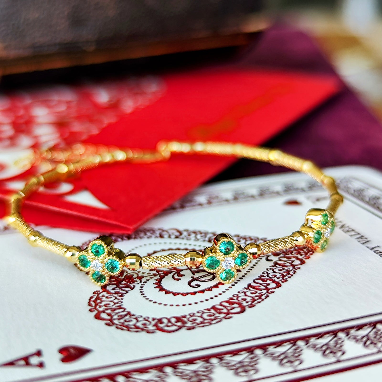 お値下げ】形状記憶 天然エメラルド 天然ダイヤモンド ブレスレット