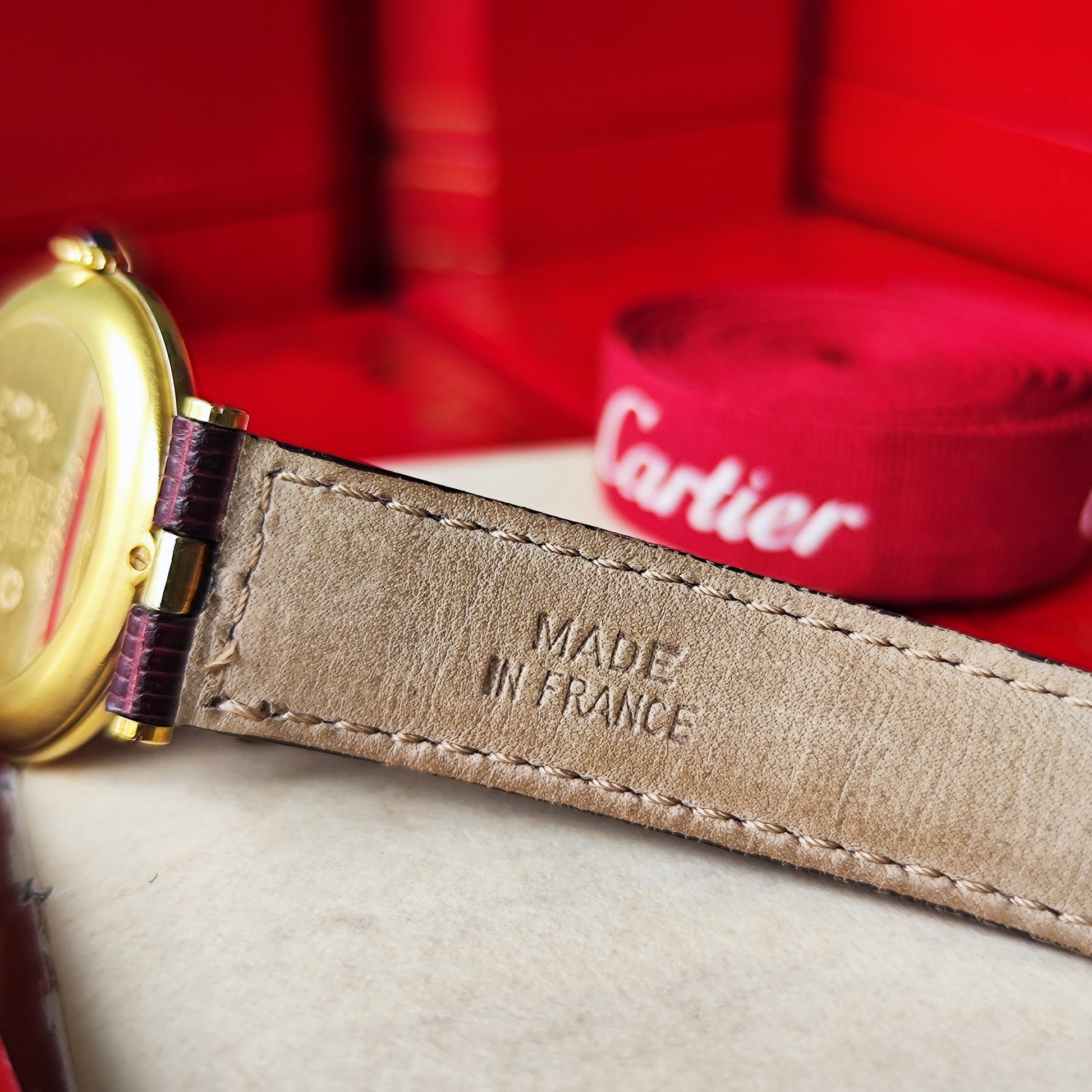 【ボーイズサイズ】Cartierカルティエ ヴァンドーム LM ボルドー文字盤 クォーツ腕時計
