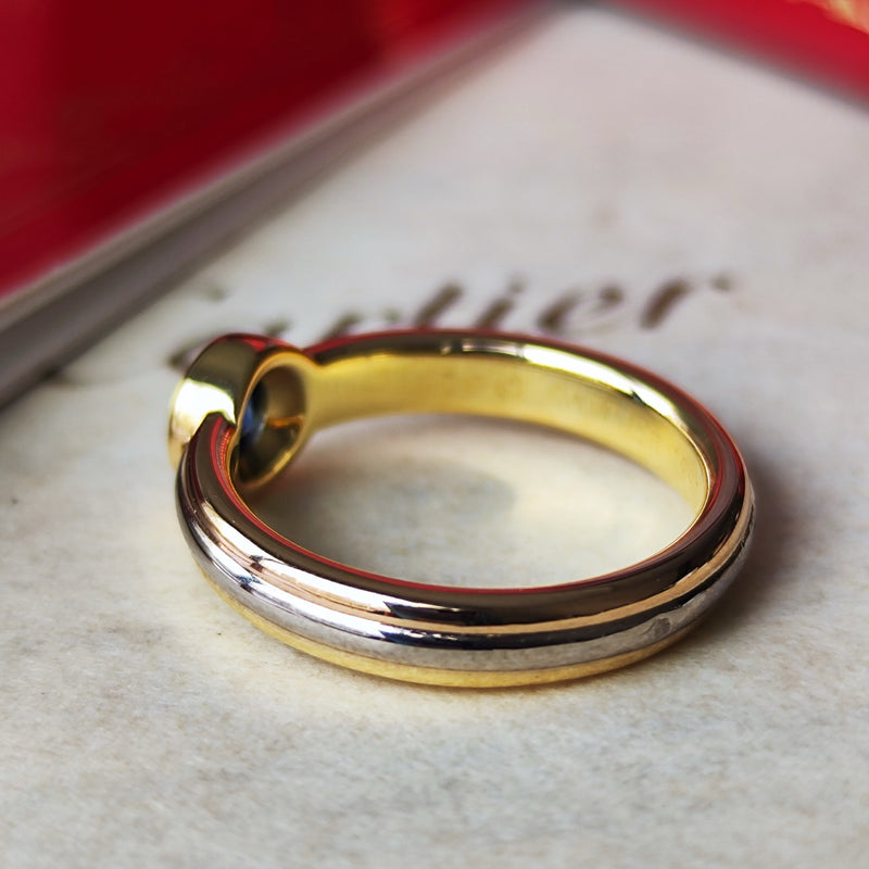 【Vintage Cartier】カルティエ モノストーン サファイア 18金スリーカラーリング