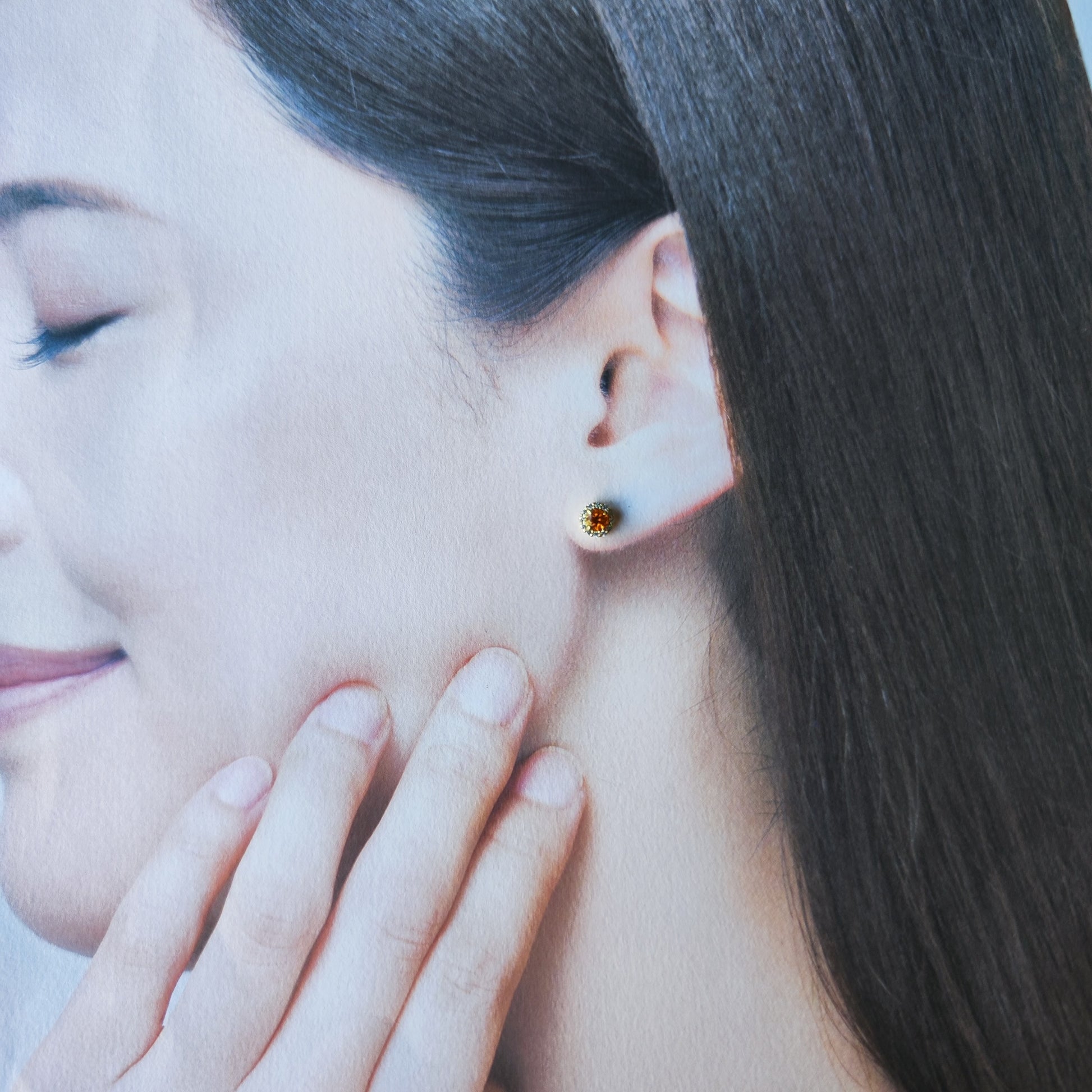 【お値下げ】天然スぺサルティンガーネット 天然ダイヤモンド 18金ピアス