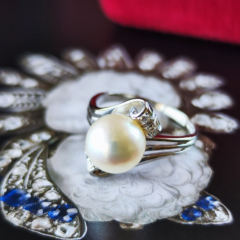 【オールドミキモト 】MIKIMOTO ミキモト あこや真珠 14金WG リング