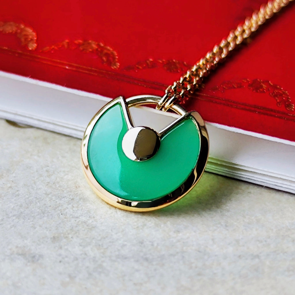 【廃盤 Cartier】カルティエ アミュレット クリソプレーズ ネックレス 18金YG