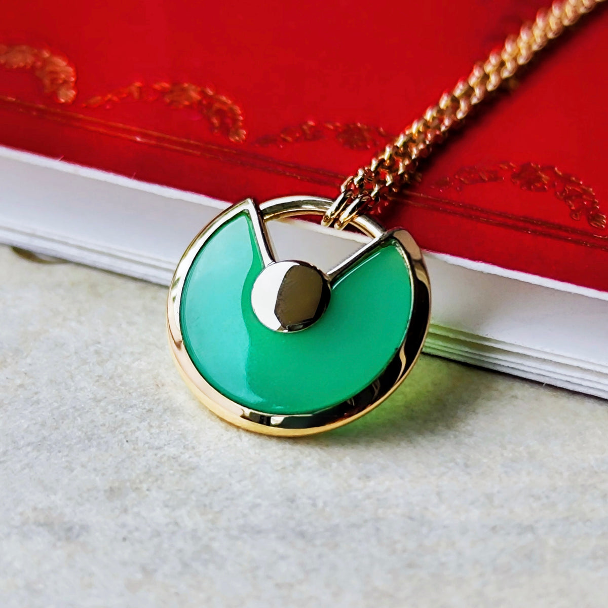 【廃盤 Cartier】カルティエ アミュレット クリソプレーズ ネックレス 18金YG