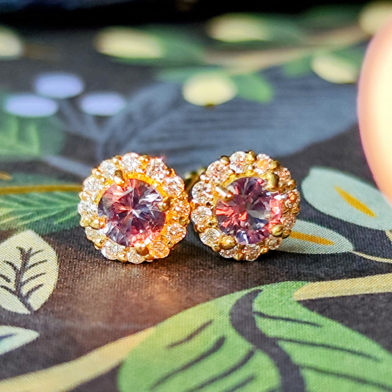 【ベキリーブルー】天然カラーチェンジガーネット 18金ピアス