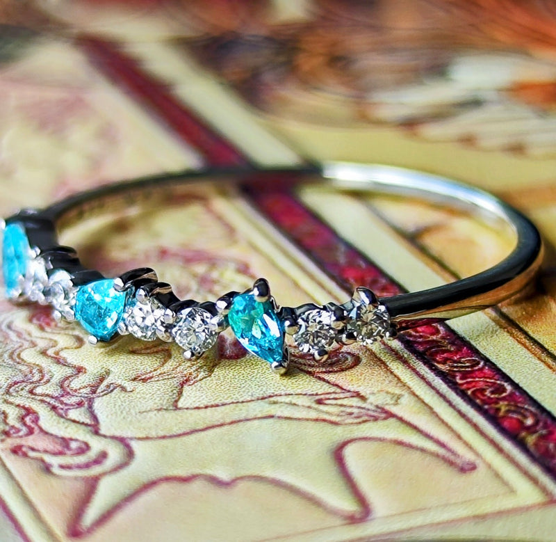 天然パライバトルマリン 天然ダイヤモンド プラチナリング