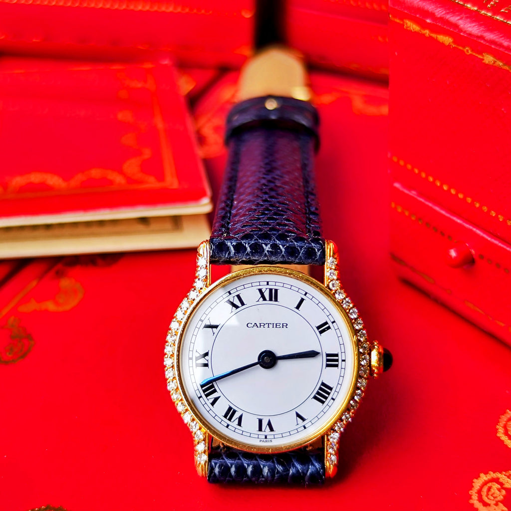 【OH済み】Cartier カルティエ Riviera 
リヴィエラ 金無垢 純正ダイヤ Paris表記 手巻き腕時計