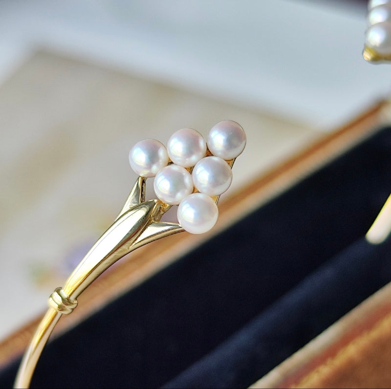 MIKIMOTO ミキモト あこや真珠 18金 バングル