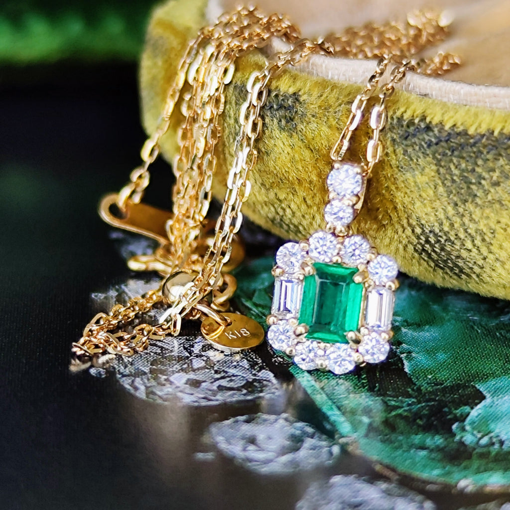 【コロンビア産】天然エメラルド 天然ダイヤモンド 18金ネックレス②