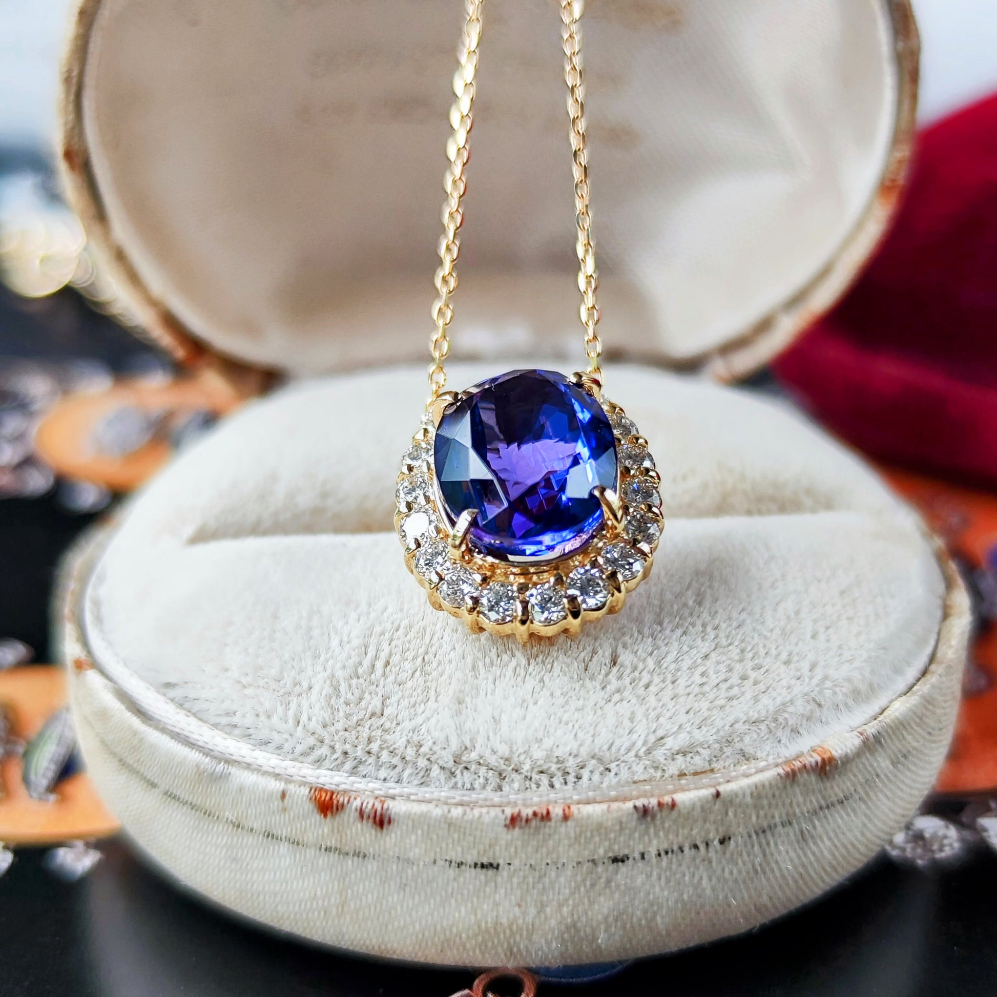 【大粒 5.27ct】天然タンザナイト 天然ダイヤモンド ネックレス