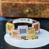 天然ダイヤモンド スリーカラー 18金リング