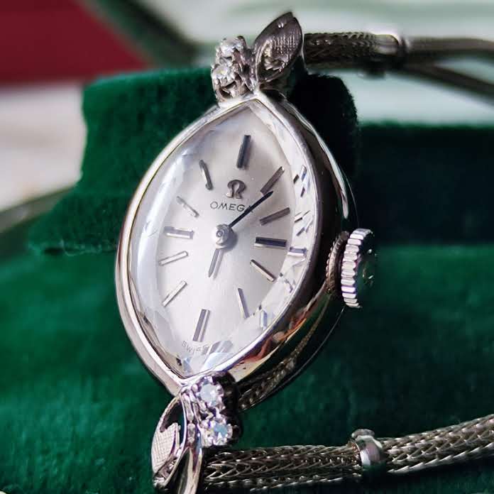 【OH済み 14金無垢】OMEGA オメガ ダイヤモンド 手巻き腕時計