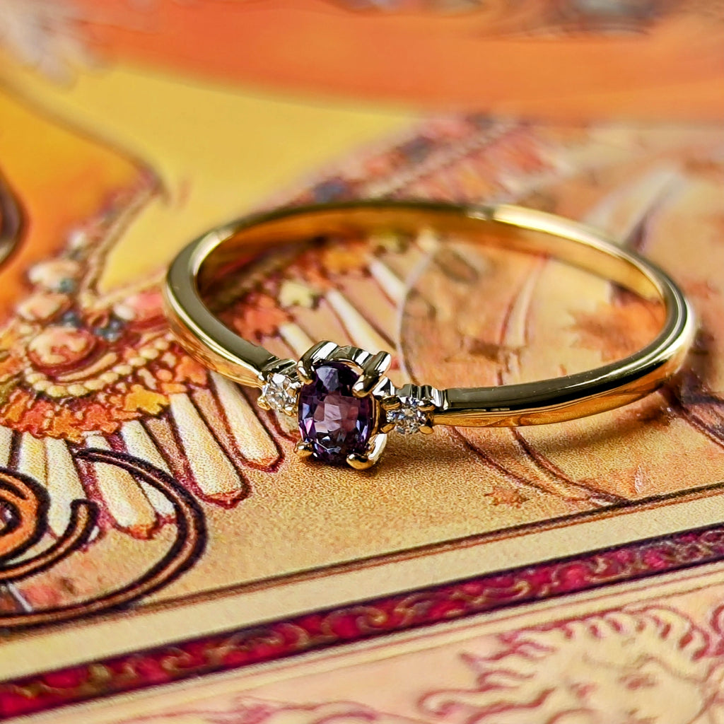 天然カラーチェンジガーネット 天然ダイヤモンド リング