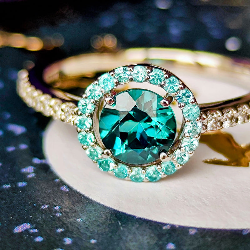 天然トルマリン 天然パライバトルマリン 天然ダイヤモンド プラチナリング