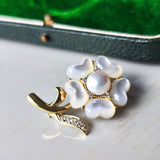 MIKIMOTO ミキモト シェル あこや真珠 天然ダイヤモンド ブローチ ペンダントトップ