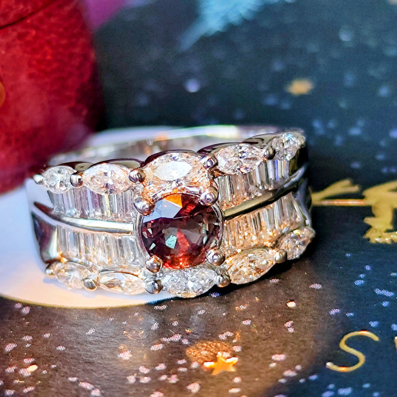 天然アレキサンドライト 0.867ct 天然ダイヤモンド プラチナリング