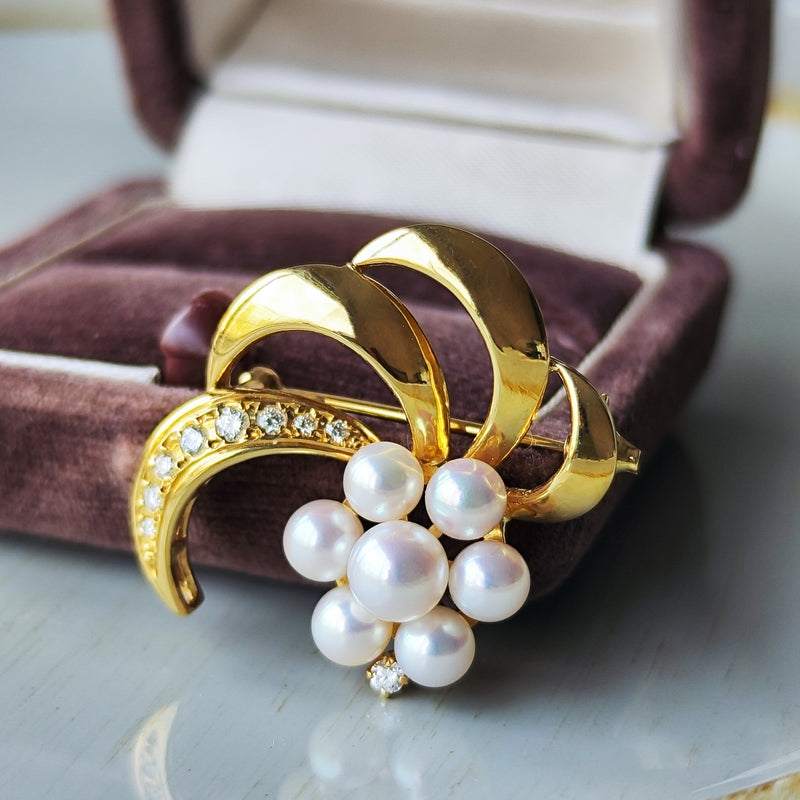 MIKIMOTO ミキモト ブローチ ペンダントトップ あこや真珠 ダイヤモンド