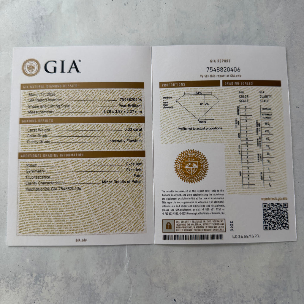 【インターナリーフローレス】天然ダイヤモンド 0.33ct プラチナ GIA