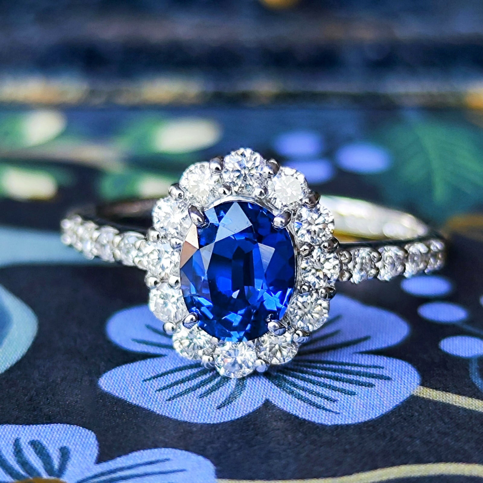 非加熱 コーンフラワー】天然サファイア 天然ダイヤモンド リング
