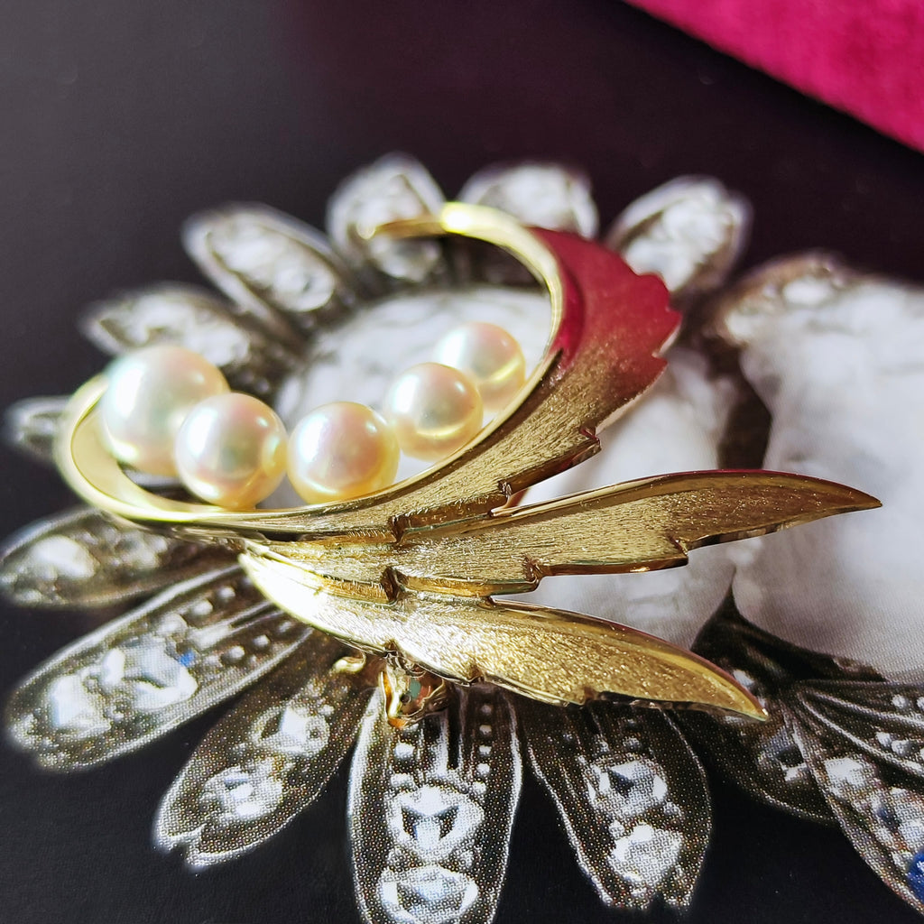 【オールドミキモト 】MIKIMOTO ミキモト あこや真珠 14金 ブローチ ④