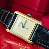 【OH済み】Cartier カルティエ マストタンク アイボリー文字盤 手巻き腕時計