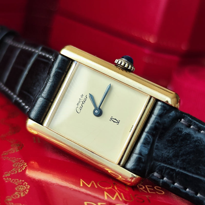 【OH済み】Cartier カルティエ マストタンク アイボリー文字盤 手巻き腕時計