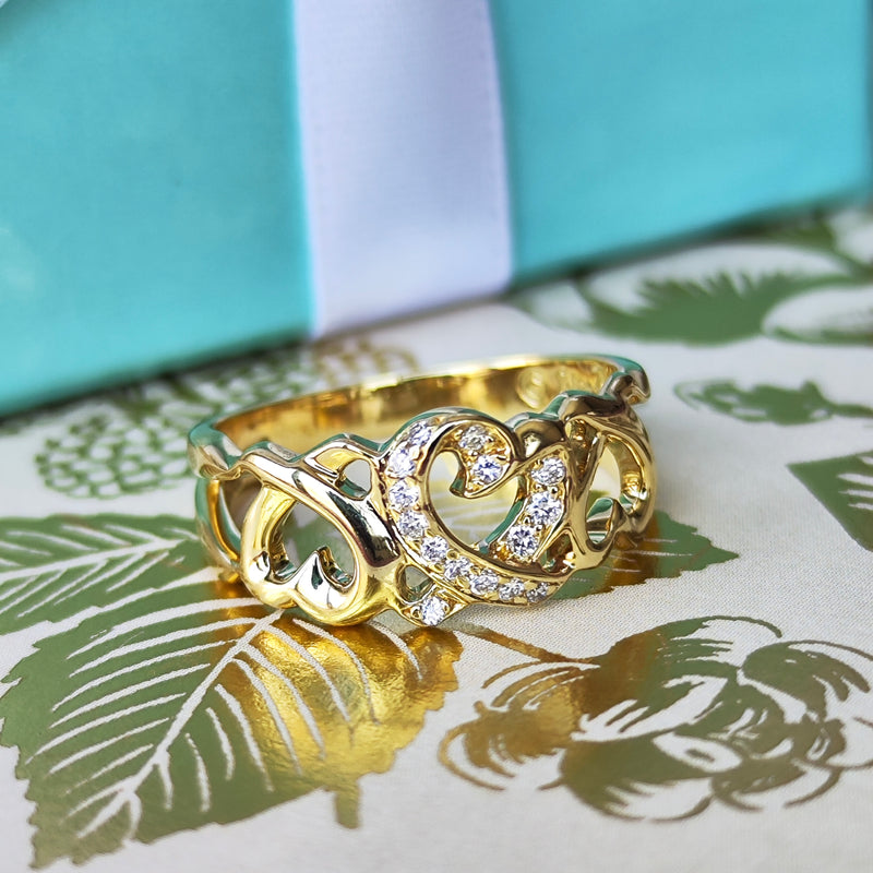 TIFFANY&Co ティファニー トリプルラビングハート 18金YG 10号