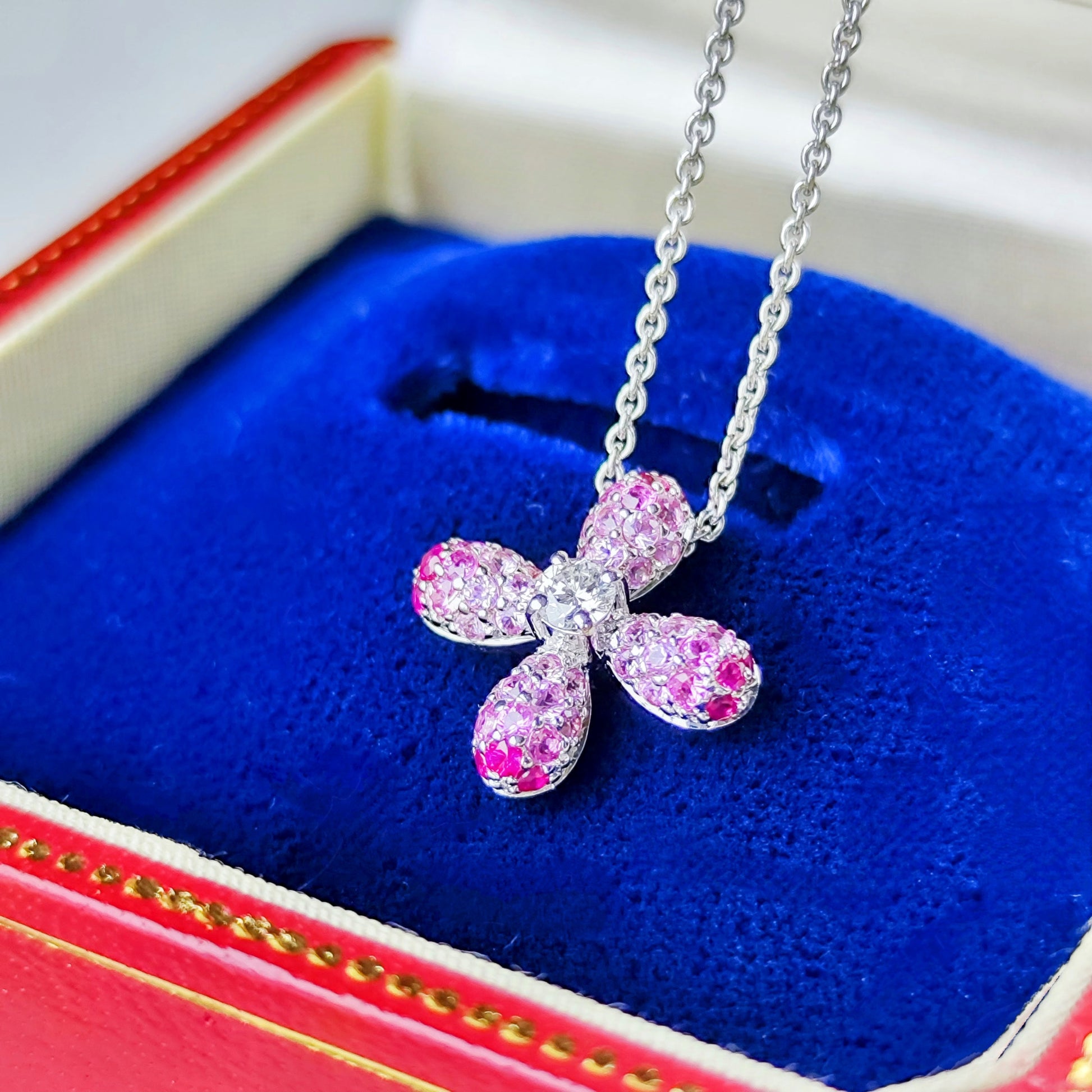 MIKIMOTO ミキモト 天然ルビー 天然ピンクサファイア 天然ダイヤモンド ネックレス 18金WG