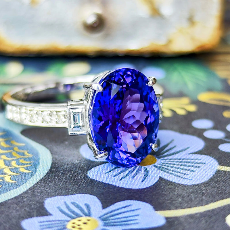 【大粒 4.42ct】天然タンザナイト 天然ダイヤモンド リング