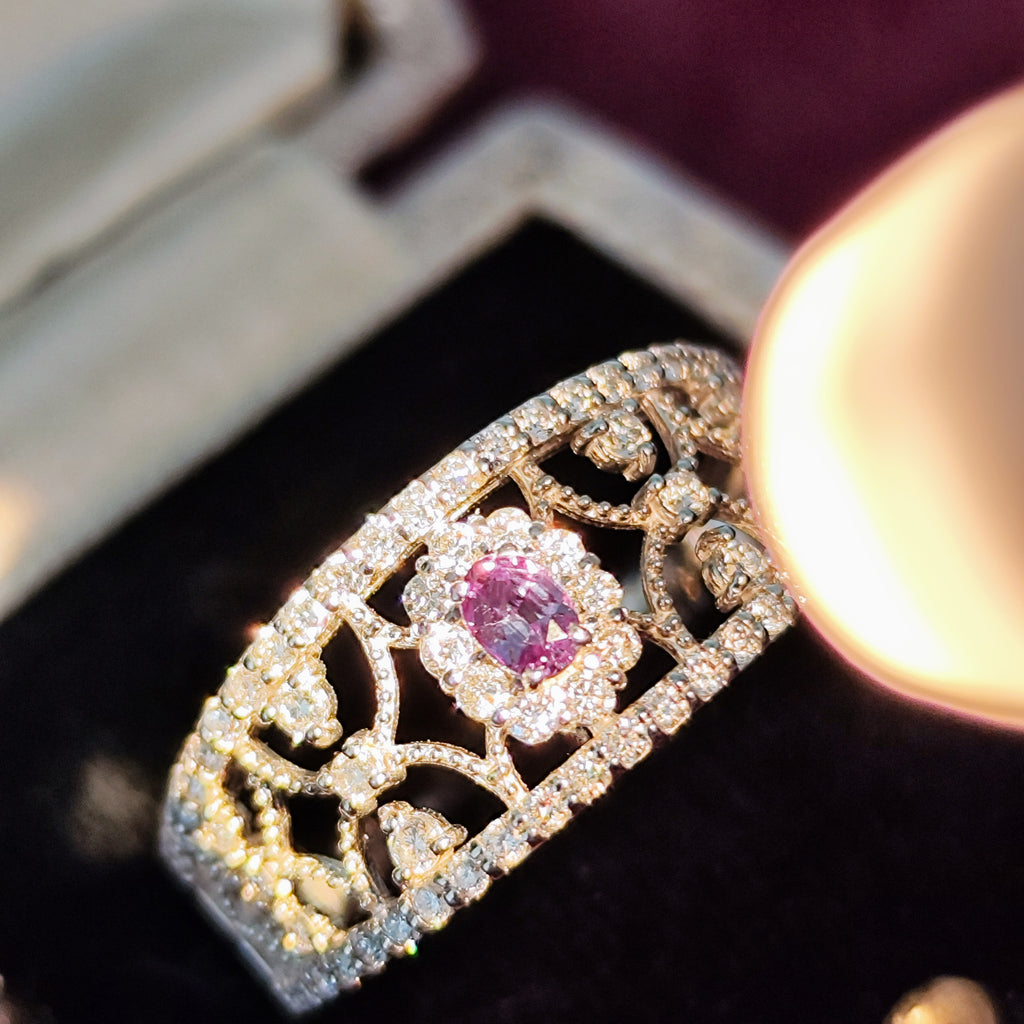 天然アレキサンドライト 天然ダイヤモンド リング