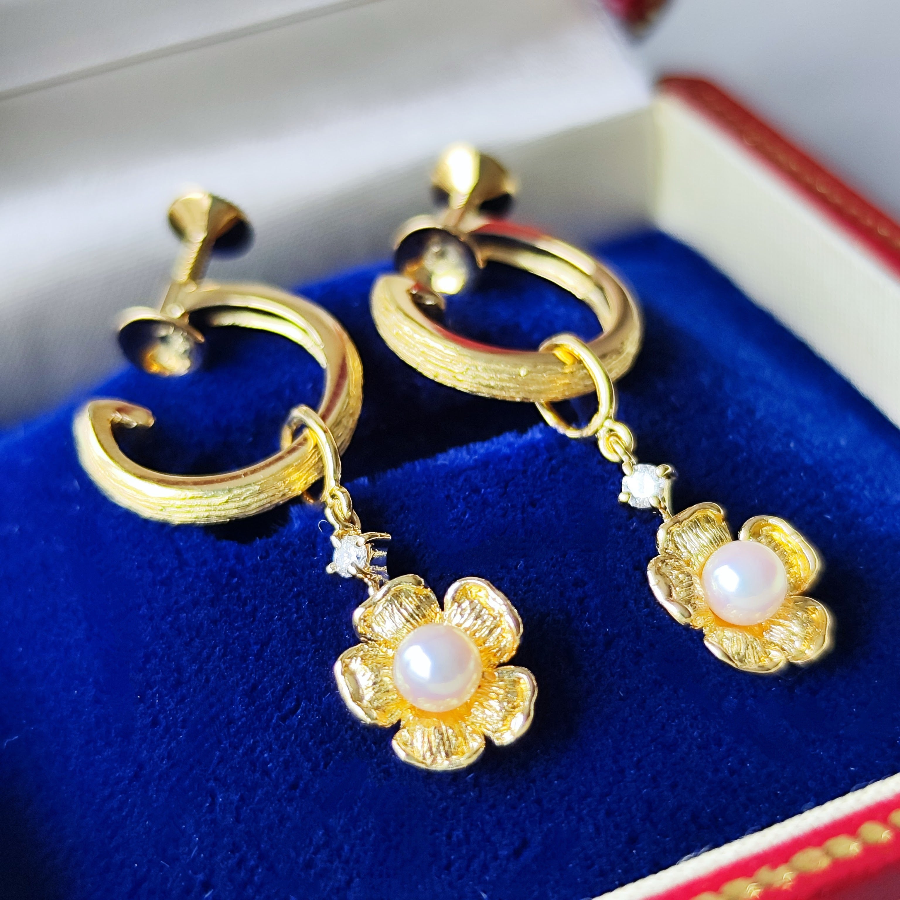 MIKIMOTO ミキモト チャーム イヤリング 18金