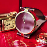 【ボーイズサイズ】Cartierカルティエ ヴァンドーム LM ボルドー文字盤 クォーツ腕時計