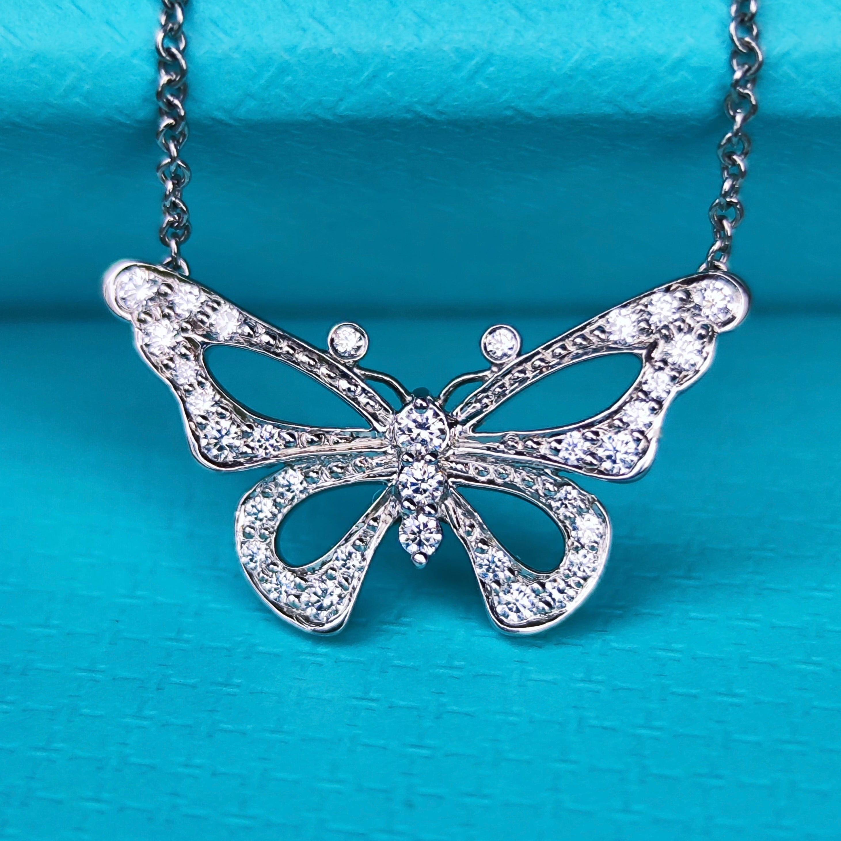 希少　ティファニー　バタフライ　蝶　ネックレス　トップ　ペンダント　　SV925 TIFFANY &Co ティファニー バタフライ蝶々 ネックレス – Mico宝飾店