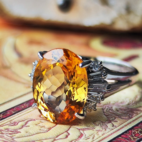 【三越百貨店】天然インペリアルトパーズ 5.37ct 天然ダイヤモンド リング