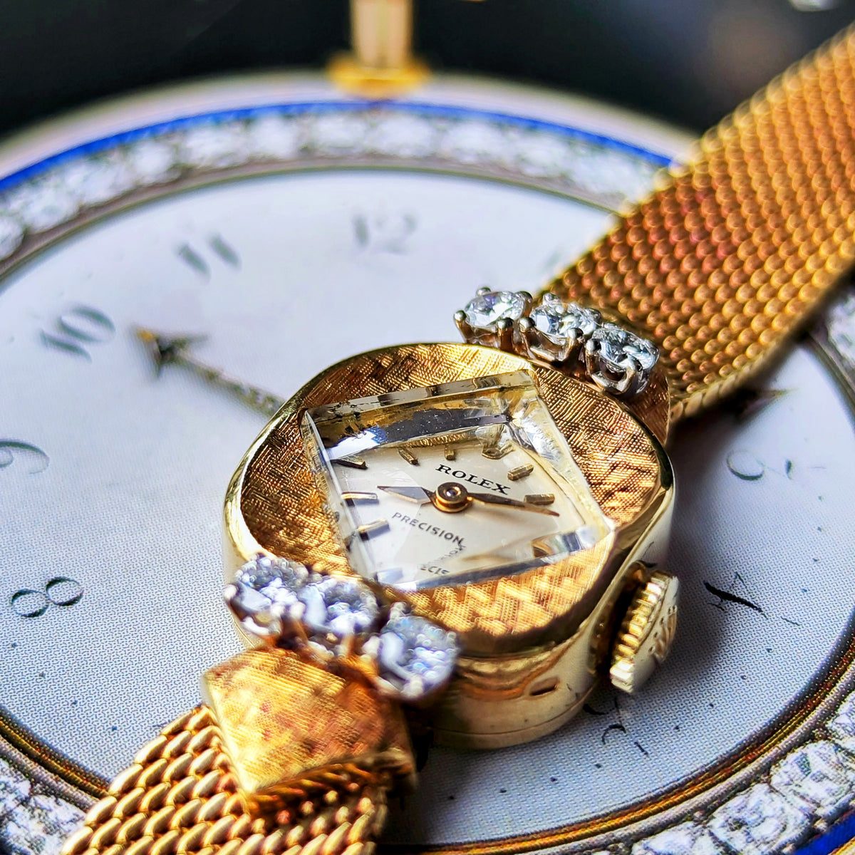 【OH済み】ROLEX ロレックスPRECISION プレシジョン 18金無垢 ダイヤモンド 手巻き腕時計