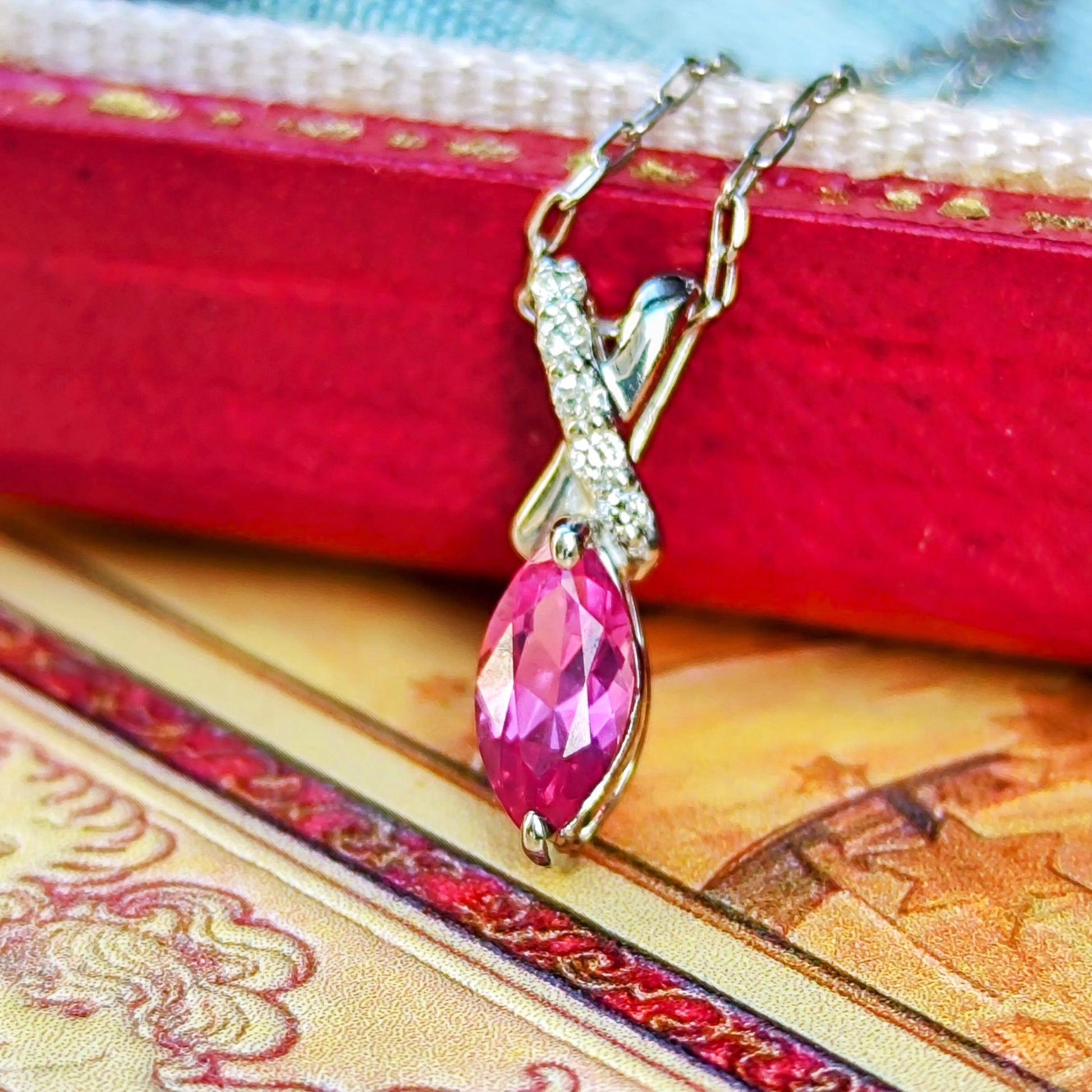 【お値下げ】天然ウィンザーサファイア 天然ダイヤモンド ネックレス