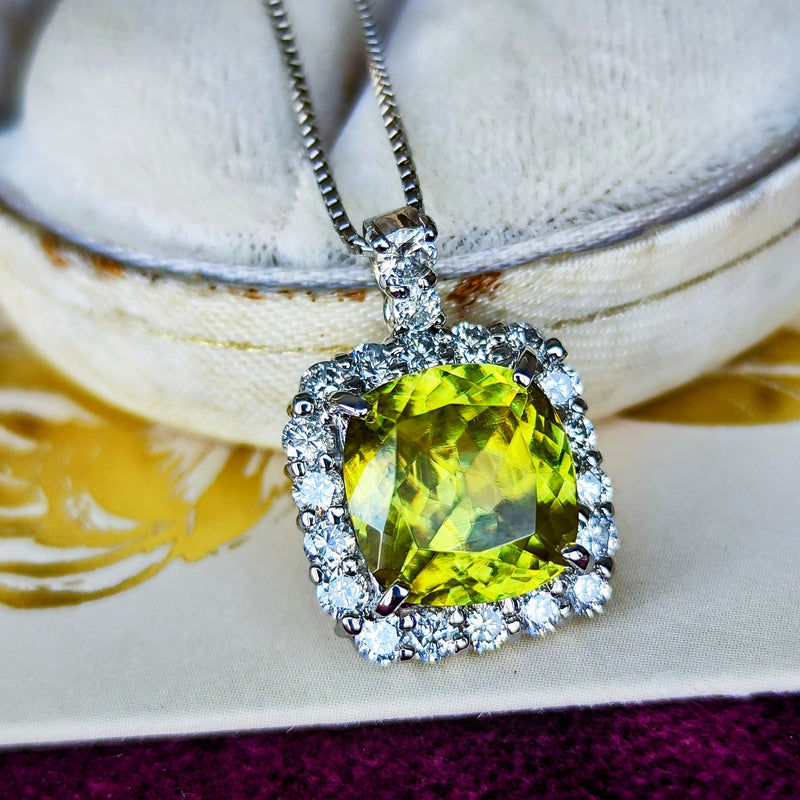 大粒 4.36ct】天然スフェーン 天然ダイヤモンド ネックレス