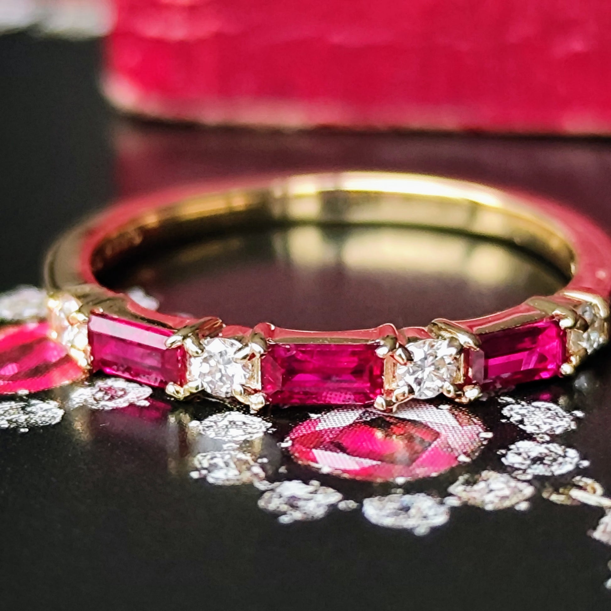 【非加熱 ピジョンブラッド】天然ルビー 天然ダイヤモンド 18金リング