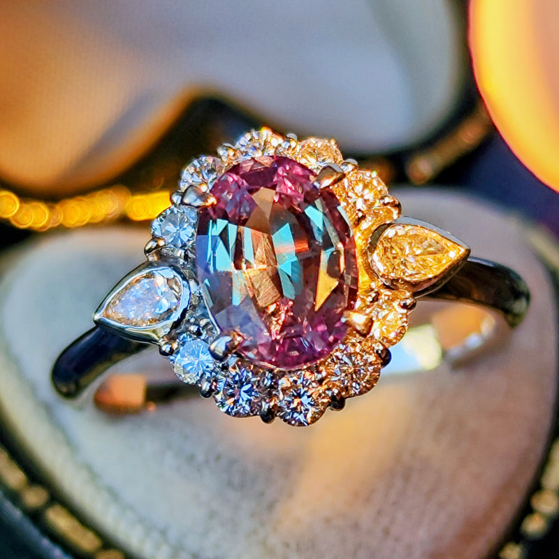 【大粒 1.346ct】天然アレキサンドライト 天然ダイヤモンド リング