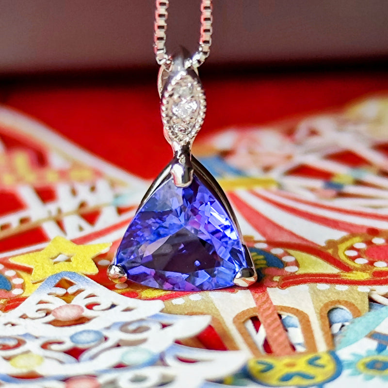 天然タンザナイト 天然ダイヤモンド ネックレス