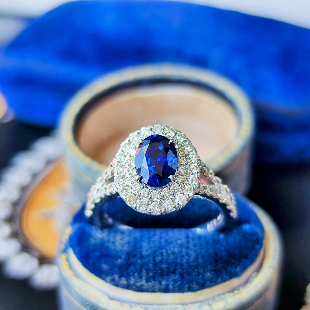 【ロイヤルブルー 大粒】天然サファイア 1.24ct 天然ダイヤモンド リング