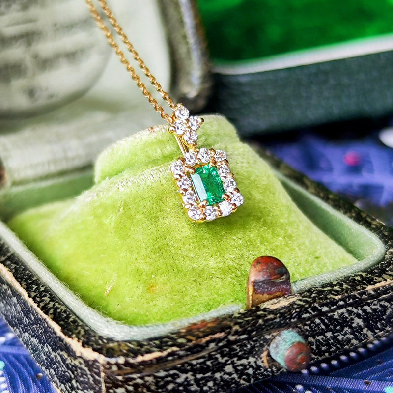 天然エメラルド 天然ダイヤモンド ネックレス