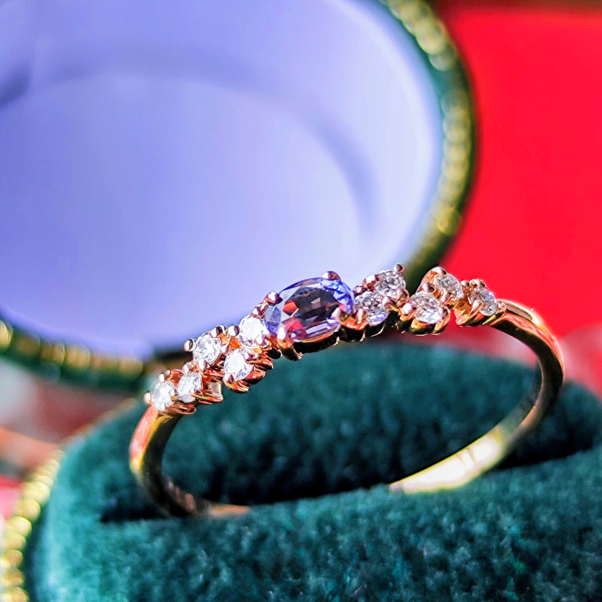 天然アレキサンドライト 0.14ct 天然ダイヤモンド リング
