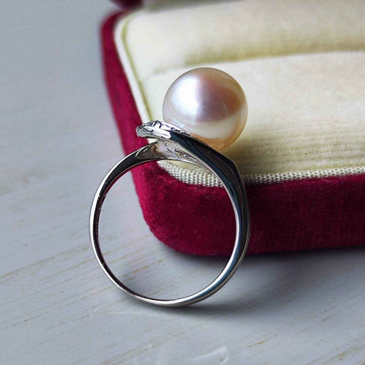 【オールドミキモト 】MIKIMOTO ミキモト あこや真珠 ダイヤモンド 14金リング 手彫り風の刻印