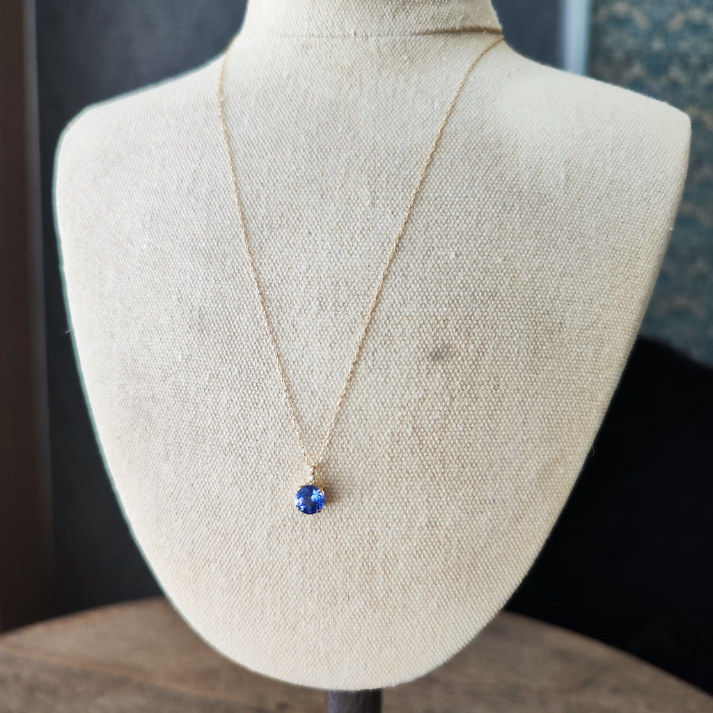 天然タンザナイト 1.67ct 天然ダイヤモンド 18金ネックレス