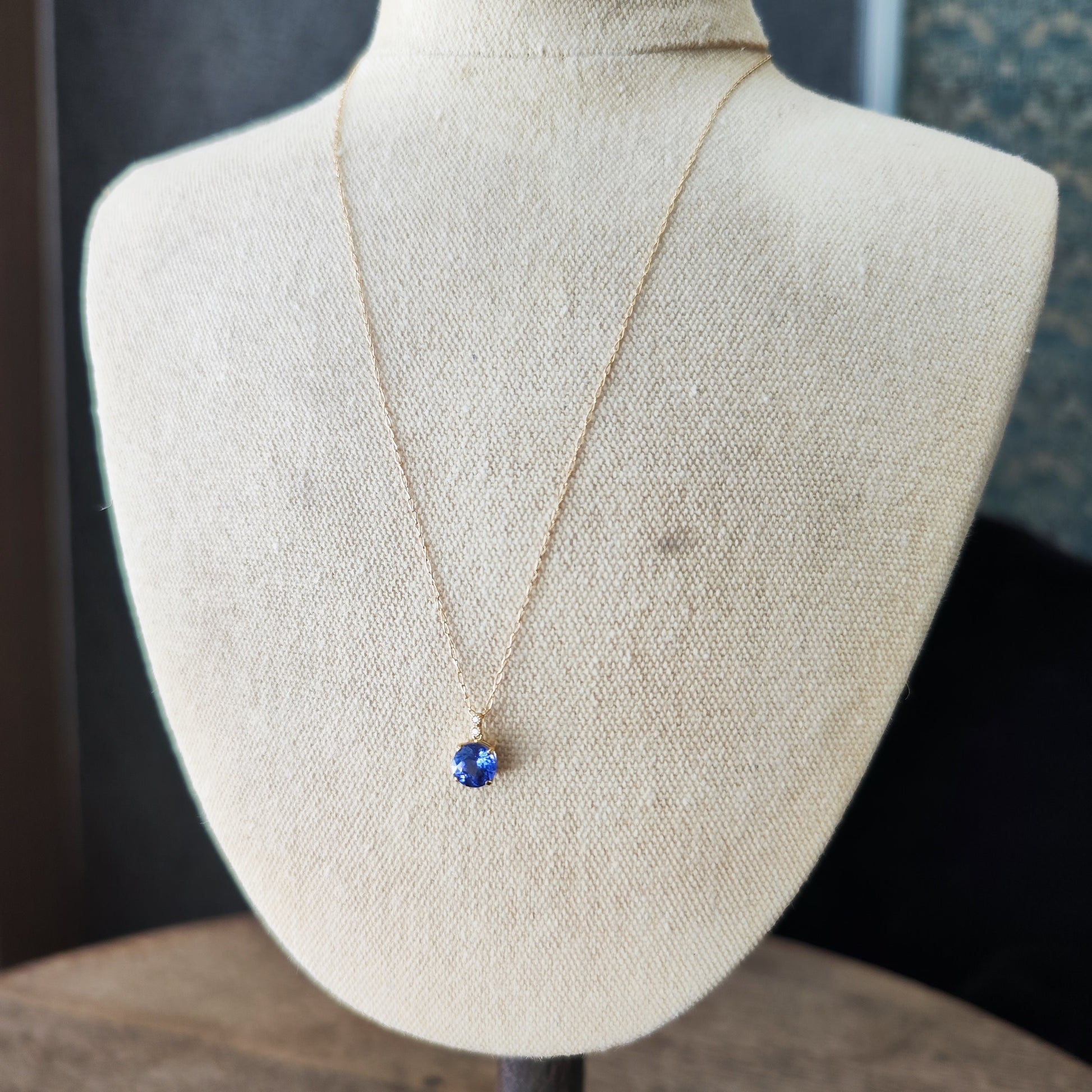 天然タンザナイト 1.67ct 天然ダイヤモンド 18金ネックレス