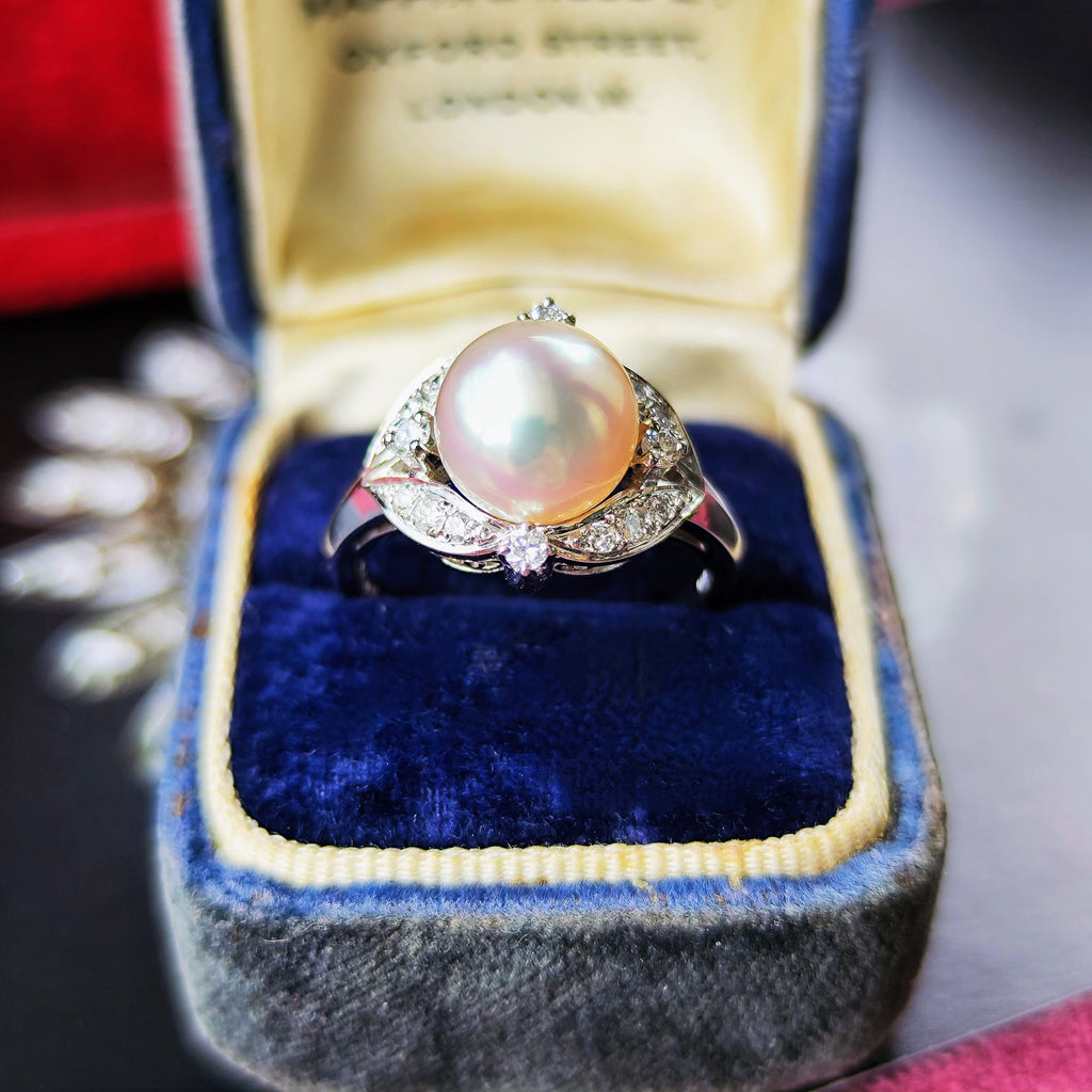 MIKIMOTO ミキモト あこや真珠 ダイヤモンド プラチナリング
