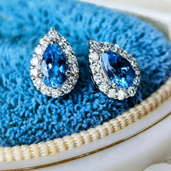 【お値下げ】天然アクアマリン 天然ダイヤモンド ピアス