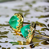 【シュガーローフ】天然エメラルド 18金ピアス