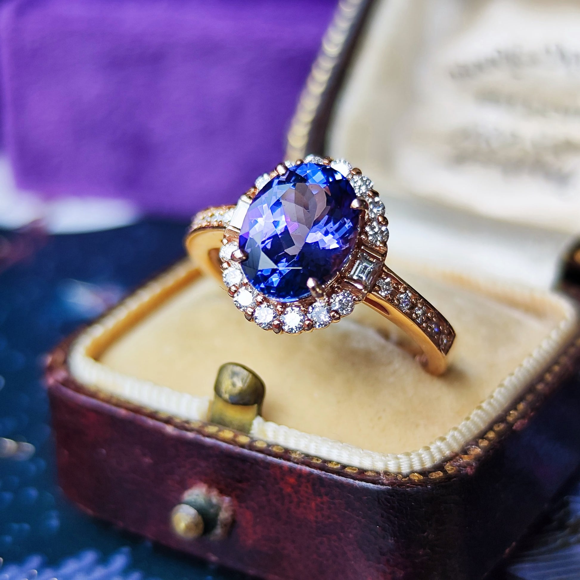 天然タンザナイト 2.21ct 天然ダイヤモンド 18金PG リング